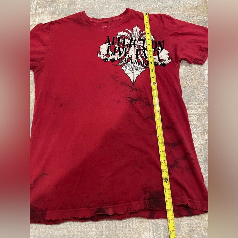 Vintage Affliction T- Shirt Velvet Graphic Grunge Size Medium Red Black - Picture 7 of 8